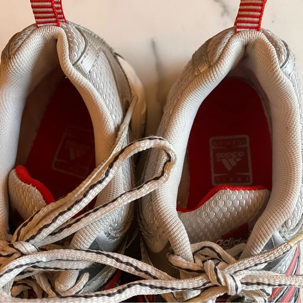 Adidas Falcon Adiprene Women's Silver &‎ Red Running Shoes size 7.5